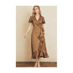 Dress Forum Silk Maxi Dress in Champagne NWT SM